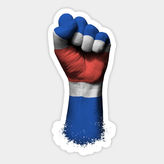 Flag of Costa Rica on a Raised Clenched Fist Sticker by jeffbartels